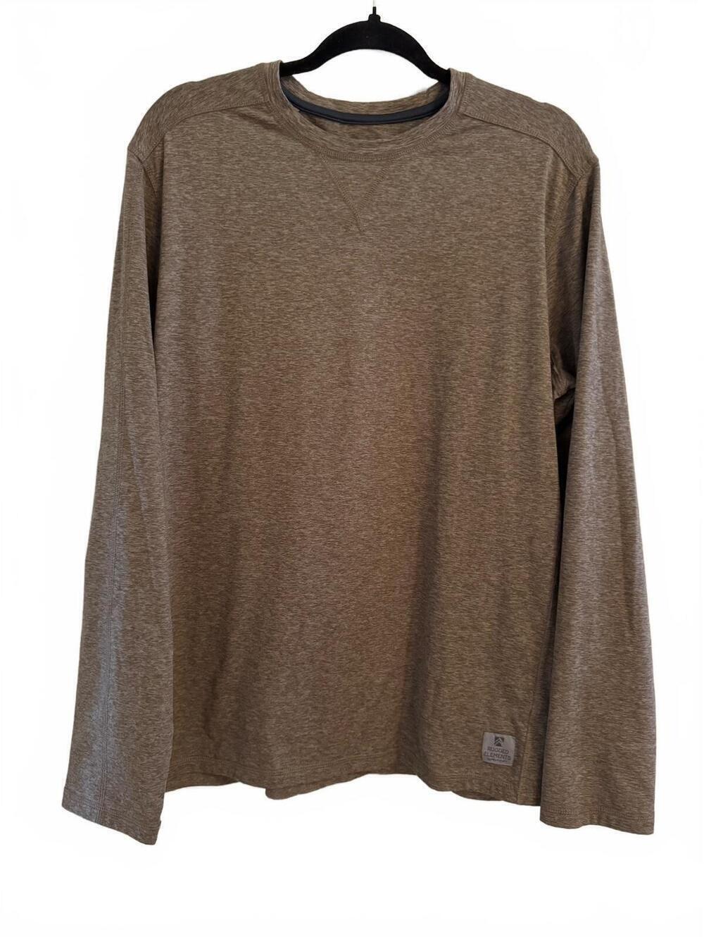 Rugged Elements Men's Heather Brown Long Sleeve T-Shirt Large